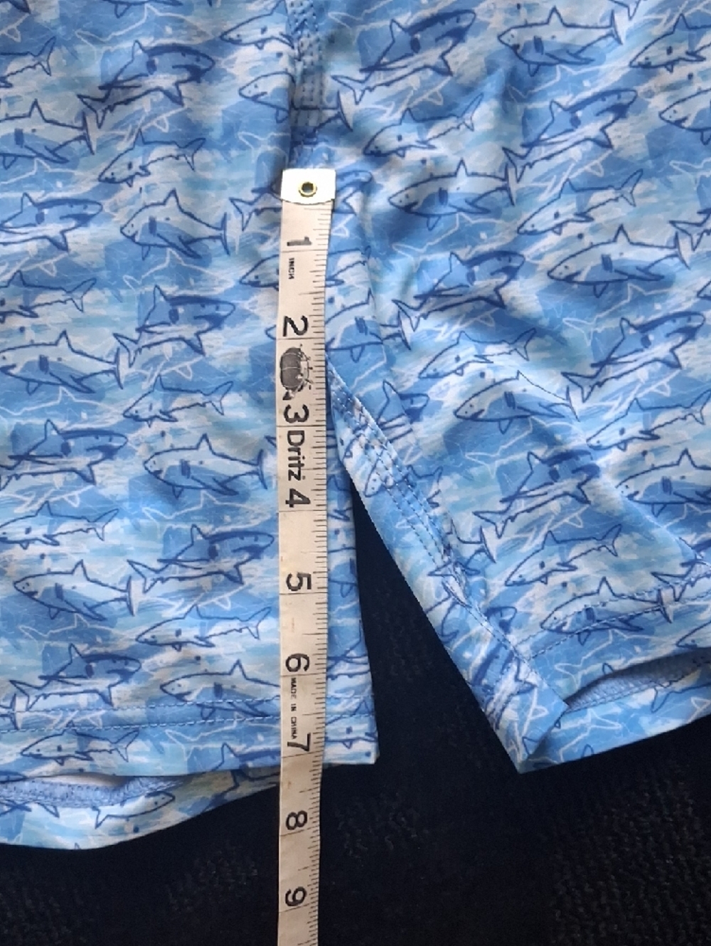 Johnston & Murphy Blue Shark-Pattern Swim Trunks - Picture 5 of 9
